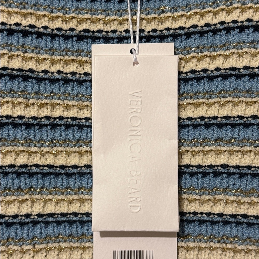 Veronica Beard Ceriani Knit in Navy Multi Metallic Scalloped Sweater Desisgner - Picture 10 of 11